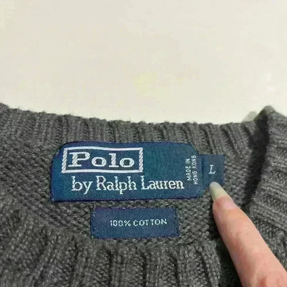 Vintage Polo Ralph Lauren Gray Crew Neck Knit Sweater Pony 90s Mens Size Large